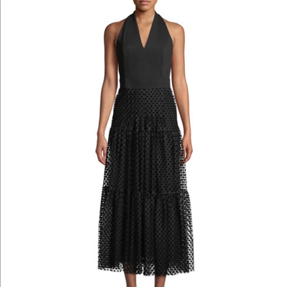 Akris Punto Velvet Dot Tulle Maxi Dress NWT SZ 12